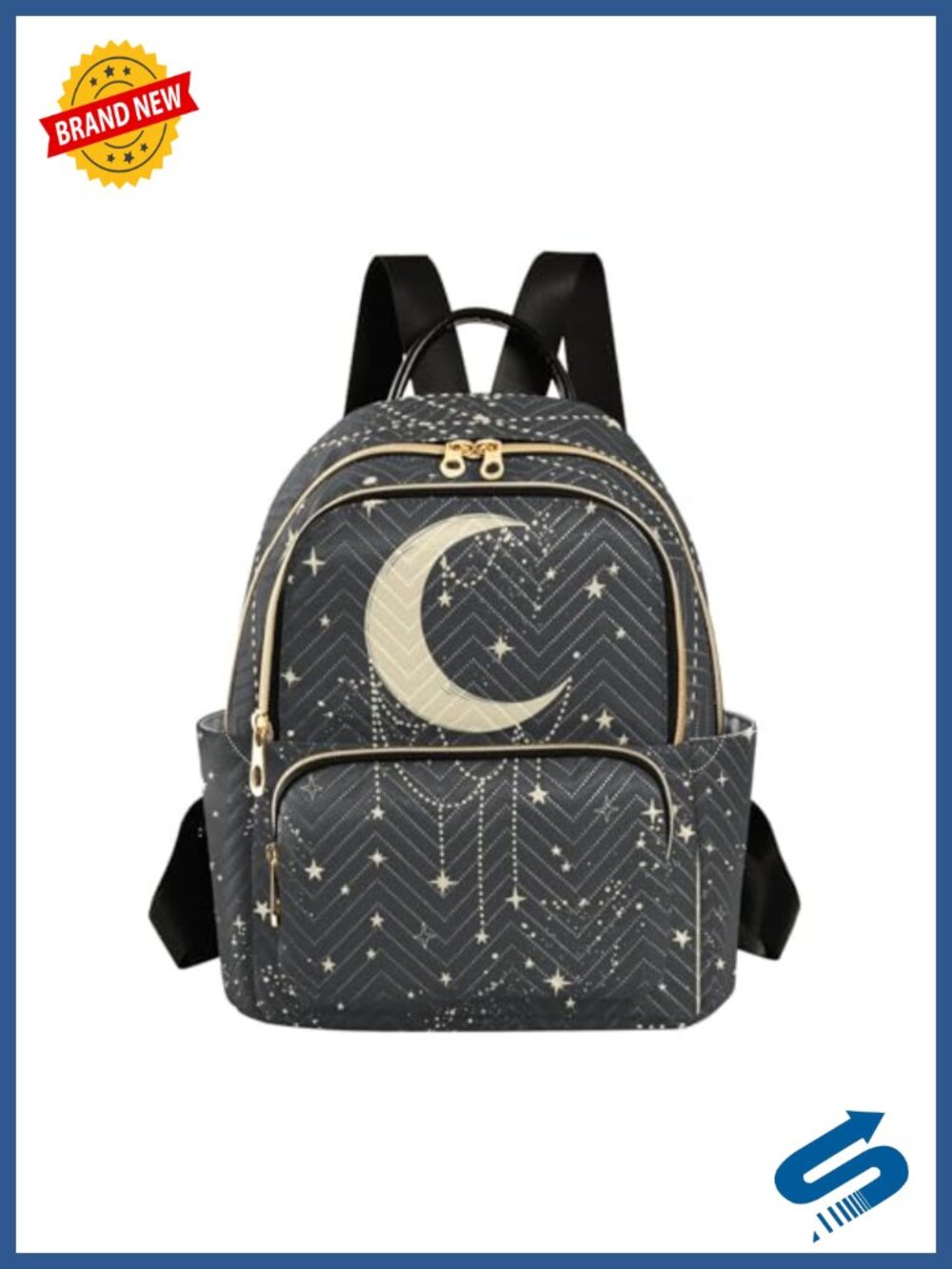 Quilted Water Resistant Polyester Backpack Purse Small Backpack